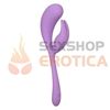 Elle estimulador de punto G con vibrador de clitoris de silicona liquida